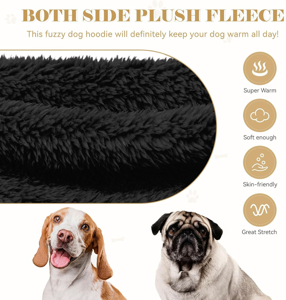 Fuzzy Dog Hoodie Dog Sweaters for Small Dogs Soft Double-Sided Plush Fleece Pet Sweater Clothes Pet