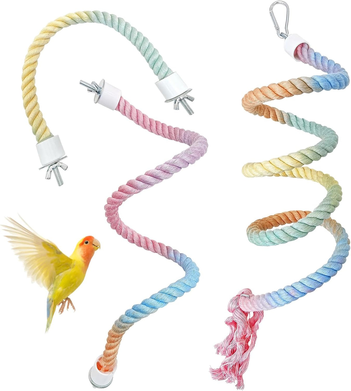 BNOSDM 3 Pcs Bird Rope Perches Gradient Colorful Bendable Climbing Rope Ladders Swings Toy Parakeet
