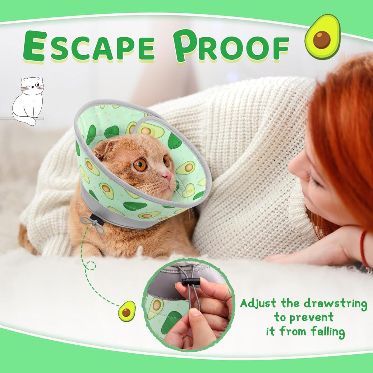 Cat Cone Collar Soft to Stop Licking, Adjustable, Foldable Lightweight Kitten Cones After Surgery