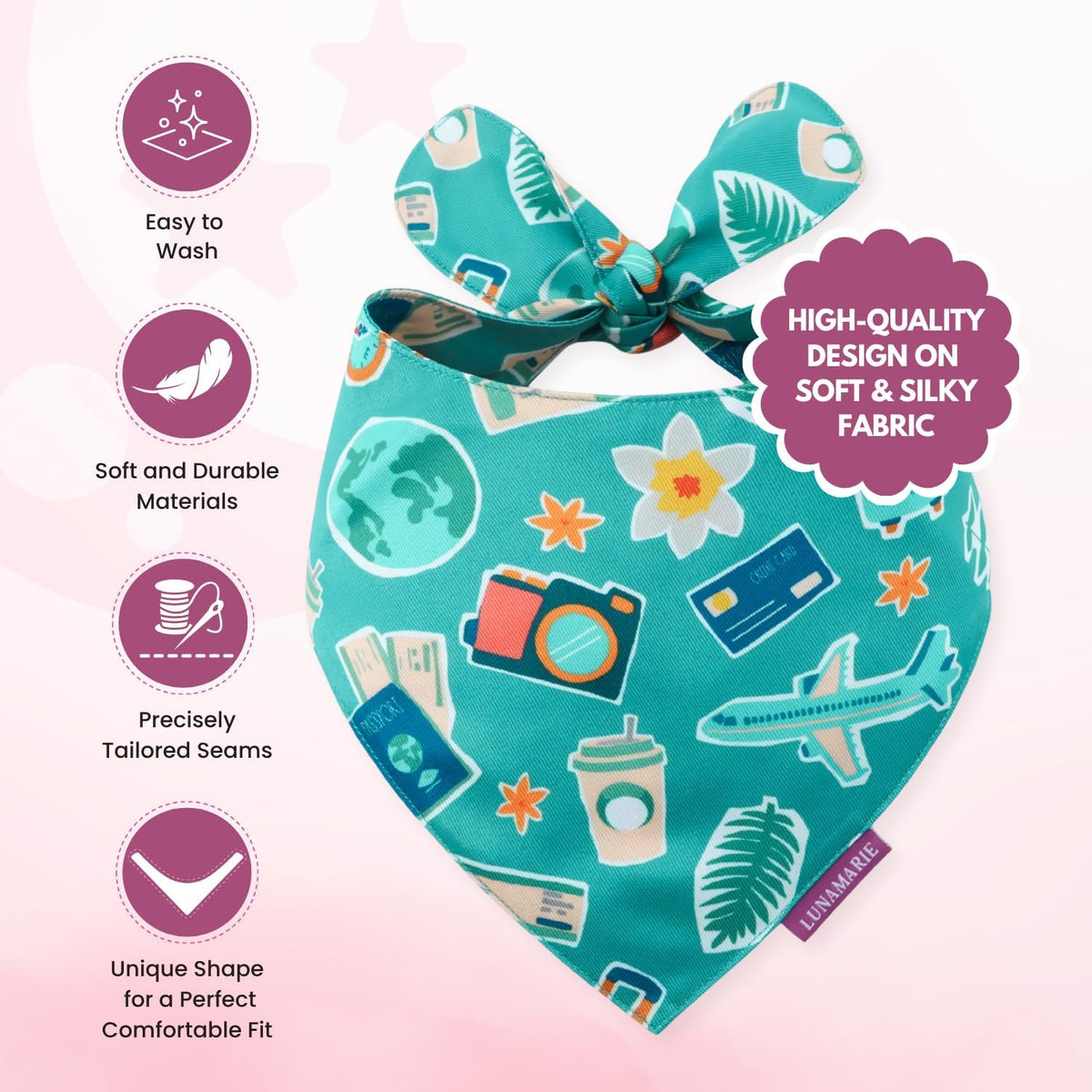 LunaMarie - Luxury Pet Birthday Bandanas -Premium & Silky Poly Fabric | 100% Handmade | Custom