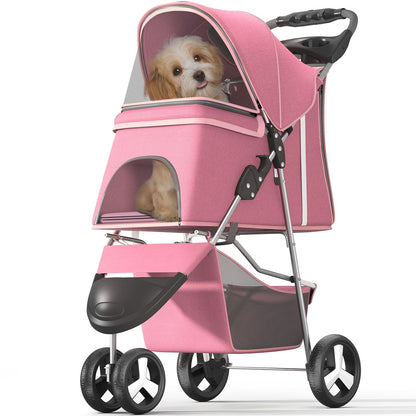 Pet Stroller with 3 Wheels for Small/Medium Pets, Portable Travel Foldable Carrier Jogger for Dog