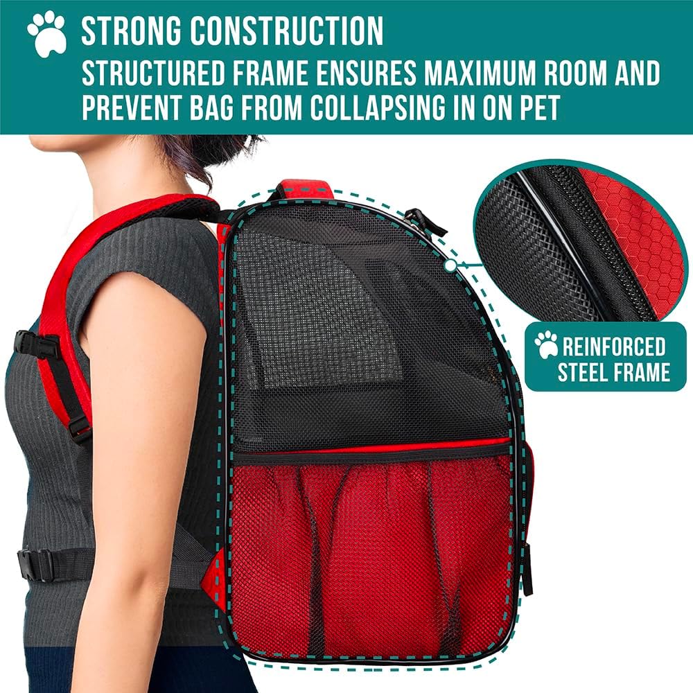 PetAmi Dog Backpack Carrier for Small Large Cat, Pet, Puppy, Ventilated Pet Hiking Backpack Travel