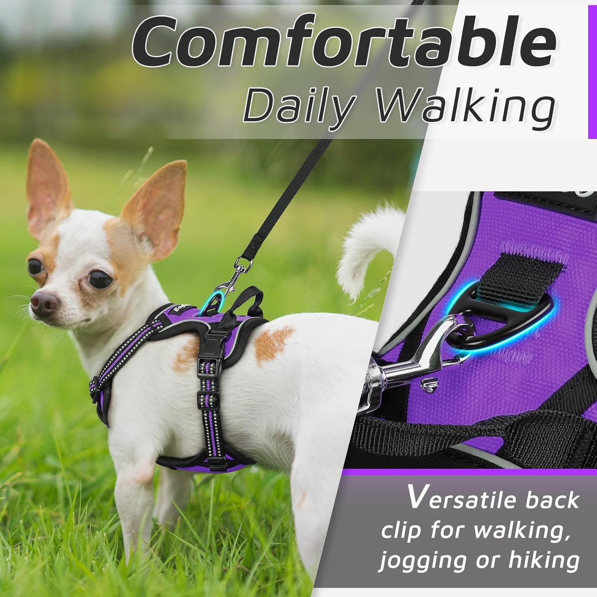 Eagloo Small Dog Harness No Pull, Service Vest with Reflective Strips and Control Handle