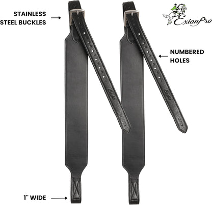 Exion Wide Stability Stirrup Leathers for English Saddles | Premium Cowhide Leather | Enhanced Leg