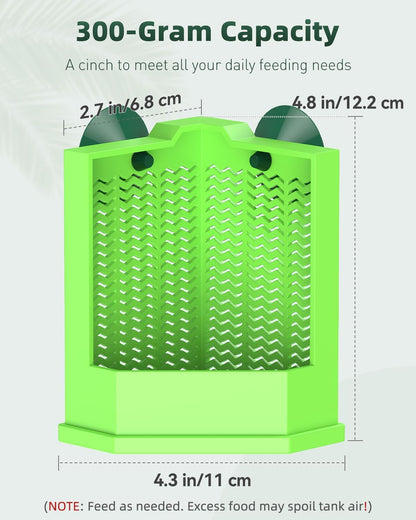 Pawfly Bearded Dragon Feeder - Escape-Proof Corner Reptile Food Box, Wall-Mounted with Suction Cups