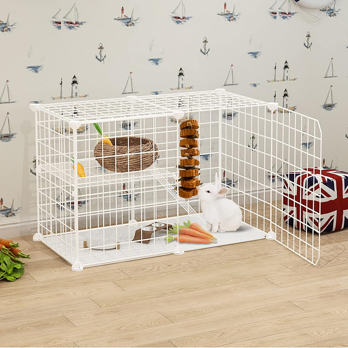 Bunny Carrot Cake Chew Toys,Rabbit Teeth Grinding Hanging Chinchillas Molar Toy Improve Dental