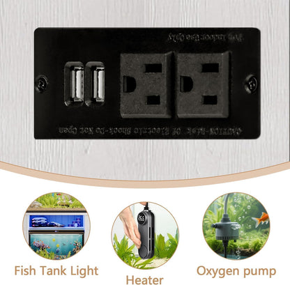75 Gallon Fish Tank Stand with LED Light & Power Outlets, 55-75 Gallon Aquarium Stand with 2