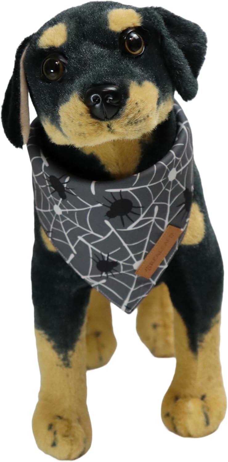 Realeaf Halloween Dog Bandanas 2 Pack, Reversible Orange Gray Pet Scarf for Boy and Girl, Premium