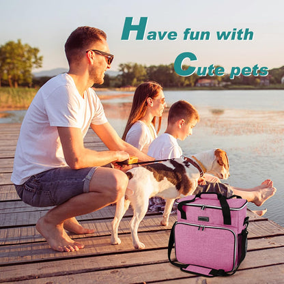 BAGLHER Dog Travel Bag, Pet Travel Bag (ALL Pet Travel Supplies), With 2 Pet Food Containers and 2