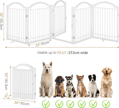 BHG Metal No-Assembly Freestanding Dog Gate with Door Walk Through, Extra Wide 120", Extra Tall 32"