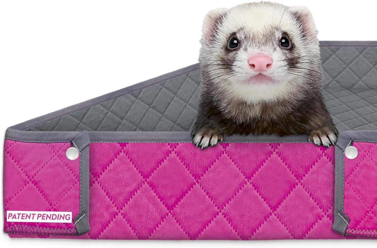 Paw Inspired Critter Box Washable Cage Liner, Reversible Fleece Bedding with Raised Sides for