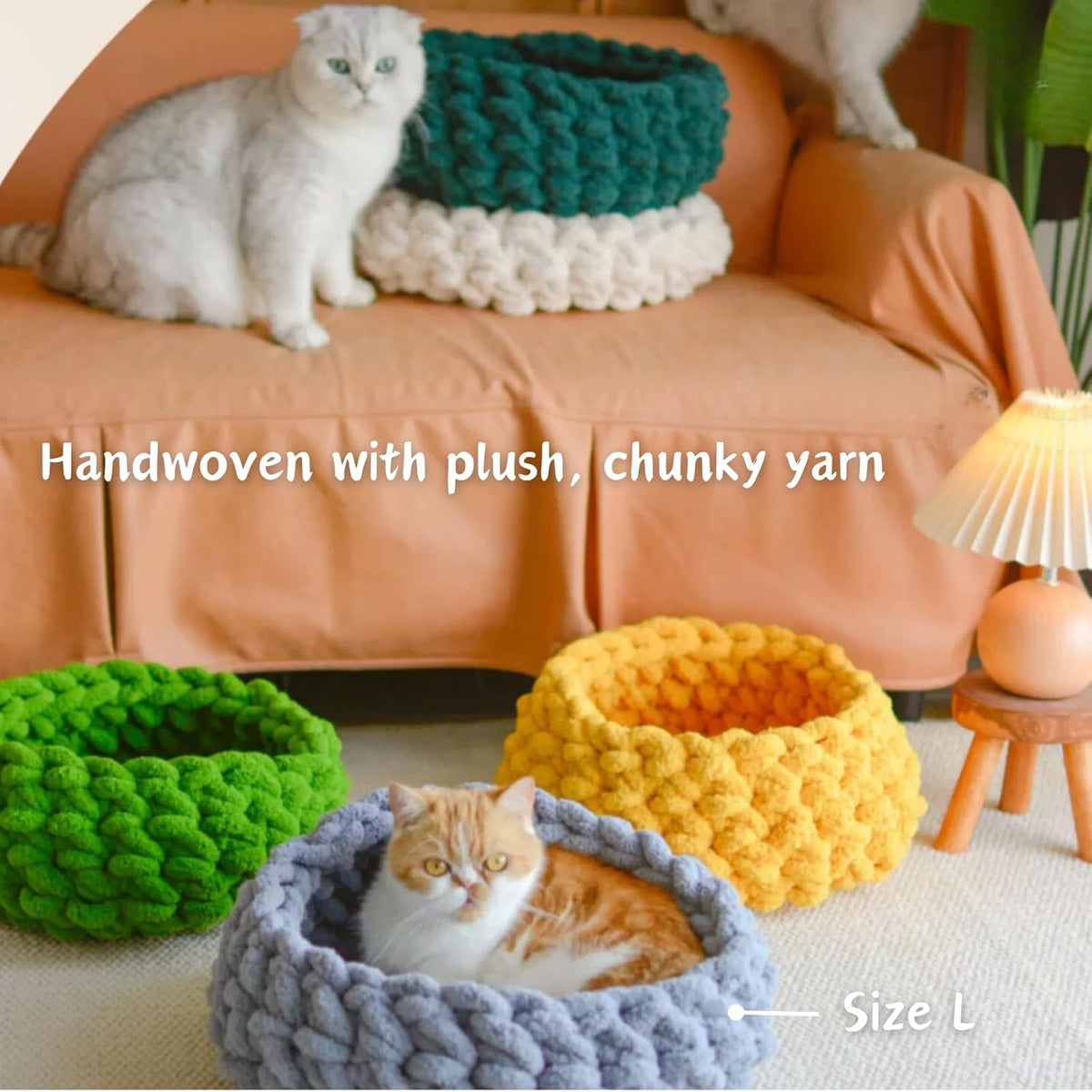 Cat Nest Bed – Premium Handwoven Washable Extra Soft Round Cave House Furniture for Indoor Kitten