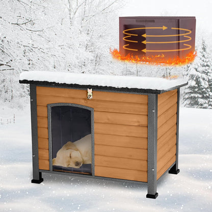 Feral Dog House Outdoor,Anti Bite Iron Frame Dog Kennel,Wood Warm Pets Home,Insulated Weatherproof