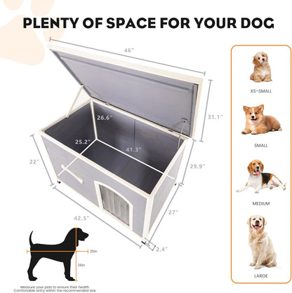Large Solid Wooden Dog House,Suitable for Both Indoor and Outdoor, Suitable for Large Dogs and