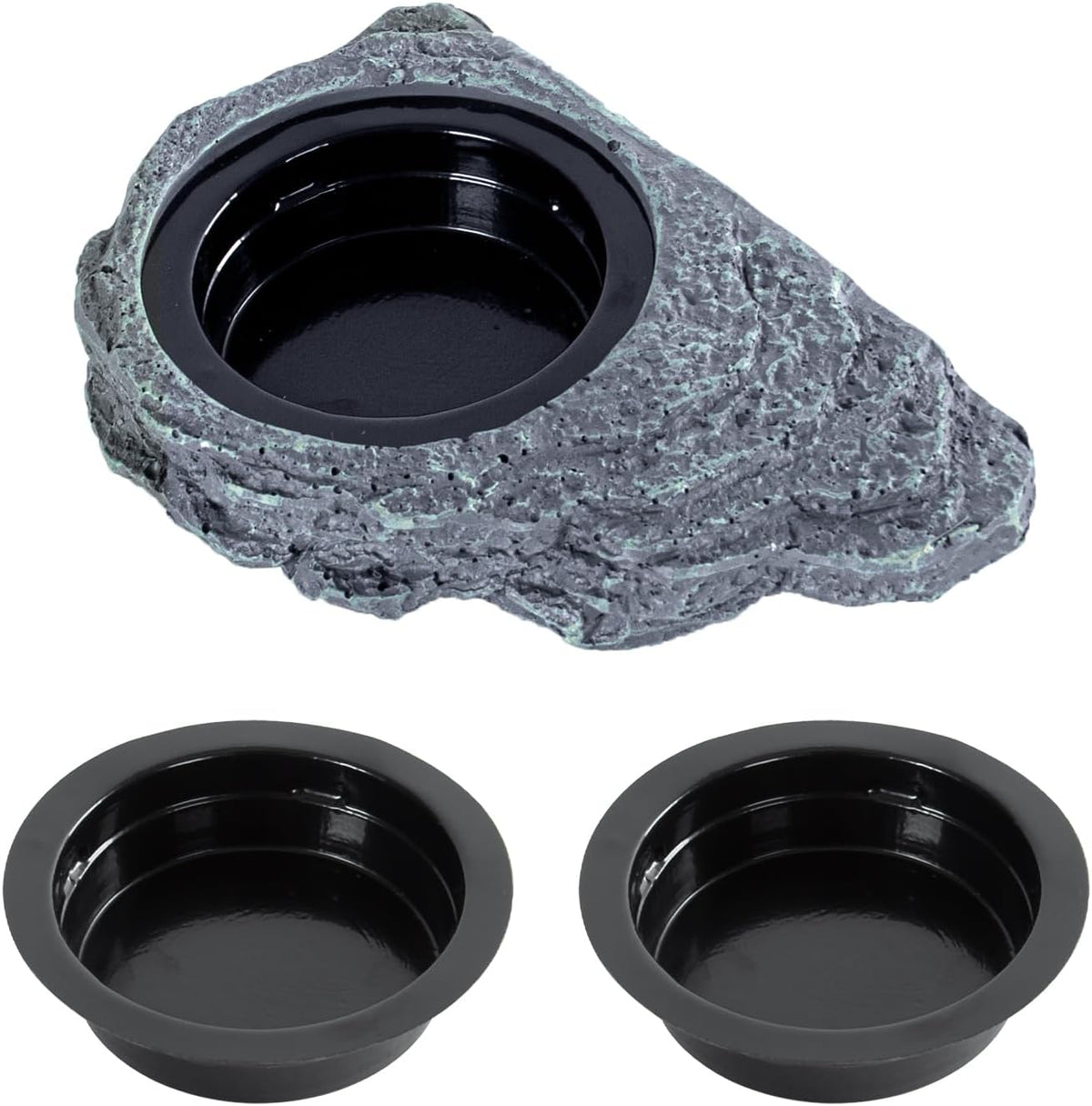 Wacool Magnetic Gecko Ledge - Single Bowl Reptile Feeding Tray with 3 Feeding Cups for Geckos