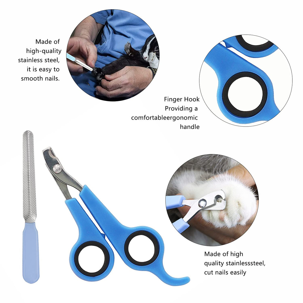 7-Piece Small Pet Grooming Kit with Brush, Nail Clippers, and Adjustable Strap for Rabbits