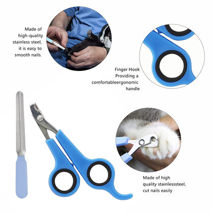 7-Piece Small Pet Grooming Kit with Brush, Nail Clippers, and Adjustable Strap for Rabbits