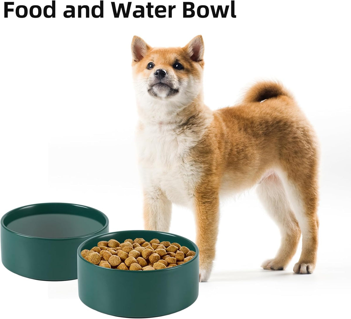 Ceramic 6.1inch Non-Slip Dog Food and Water Bowl for Small & Medium Breed Dogs,Pet Bowl for