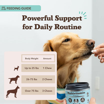 Natural Dog Company Vet Strength Multivitamin Chews for Dogs – Glucosamine, Omega-3 & Biotin for