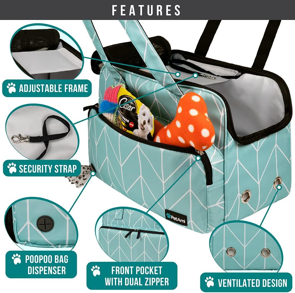 PetAmi Small Dog Purse Carrier, Soft-Sided Pet Carrier Bag with Pockets, Portable Puppy Cat Travel