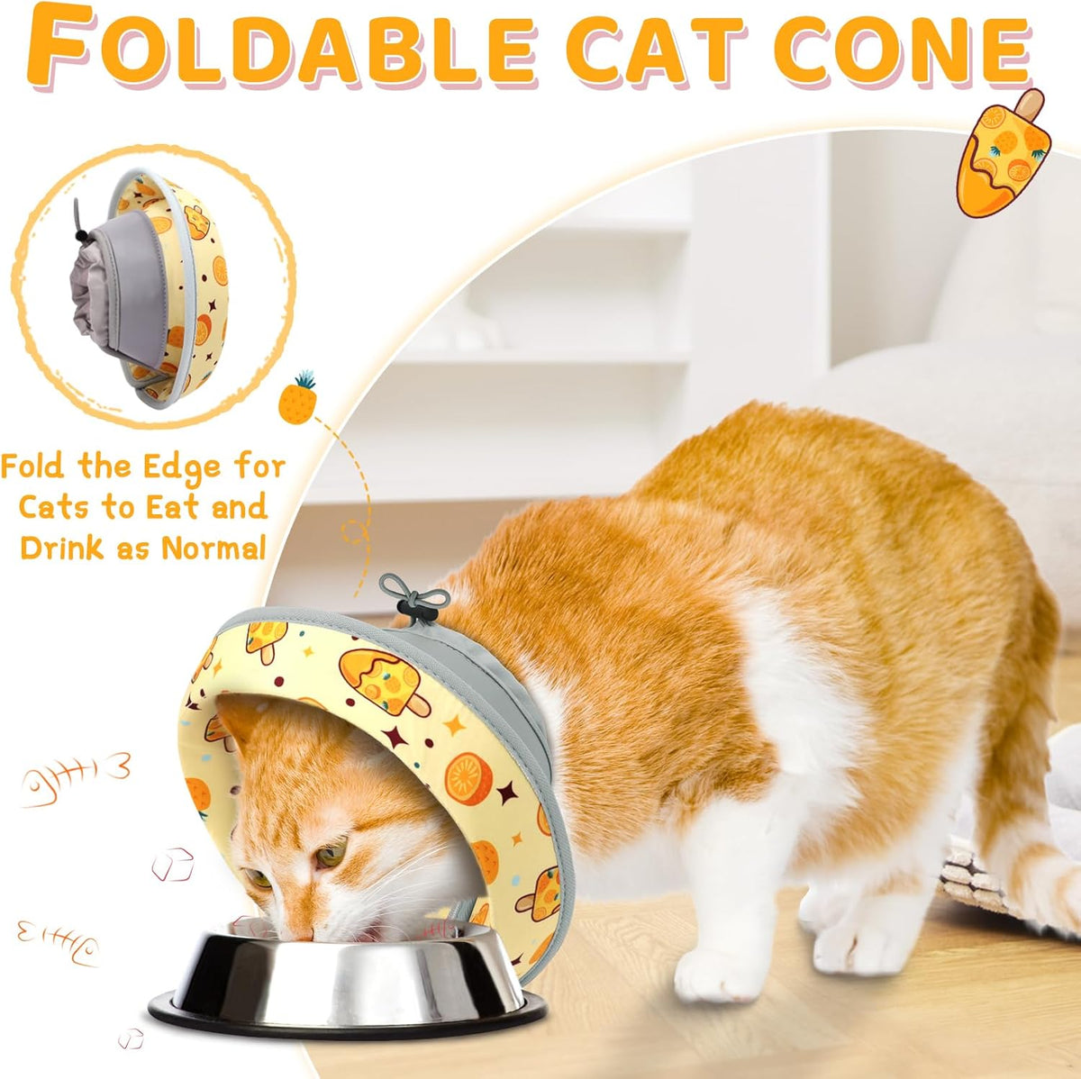 Cat Cone Collar Soft to Stop Licking, Adjustable, Foldable Lightweight Kitten Cones After Surgery