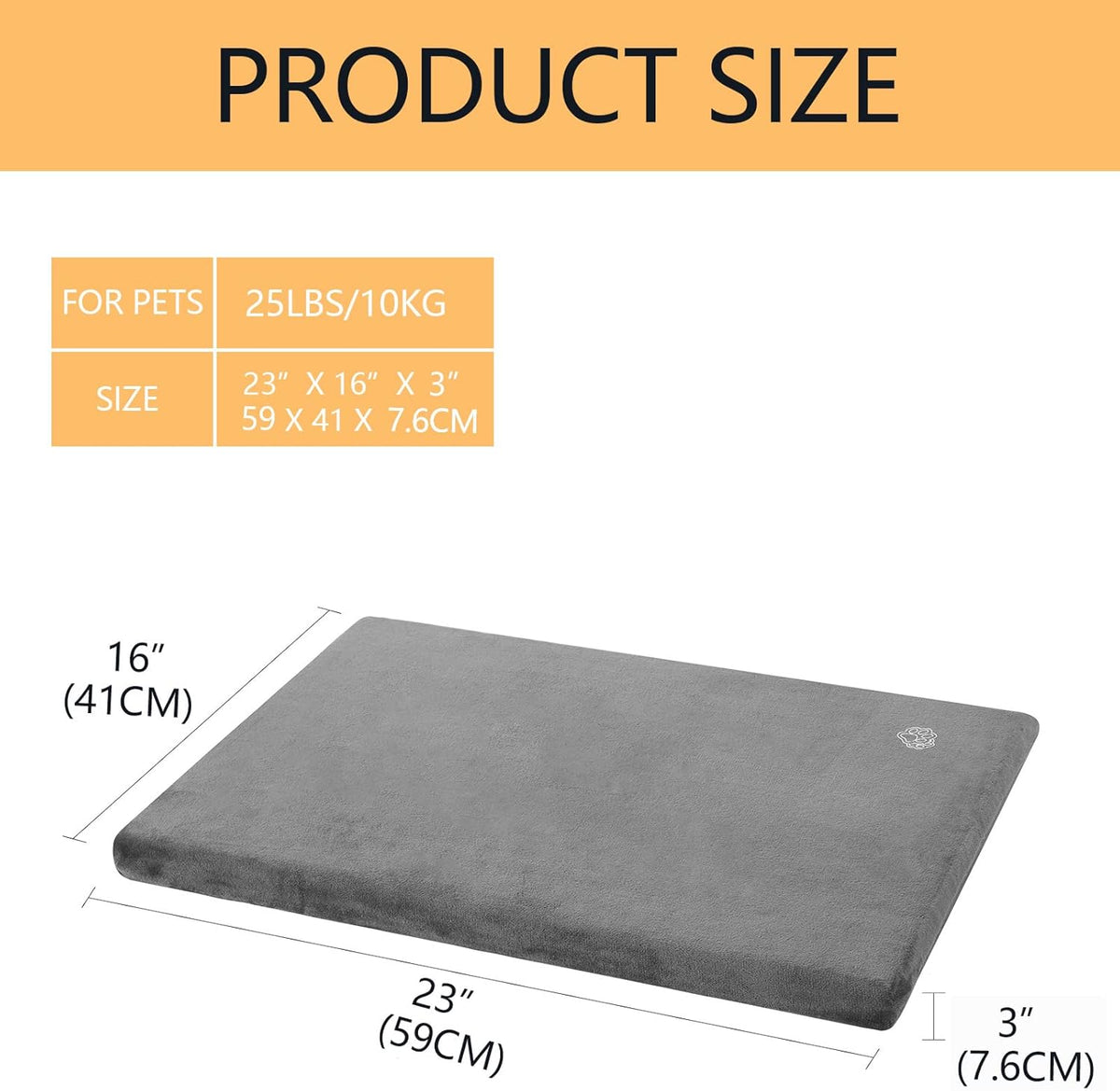 EMPSIGN Stylish Dog Bed Mat Dog Crate Pad Mattress Reversible (Cool & Warm), Water Proof Linings