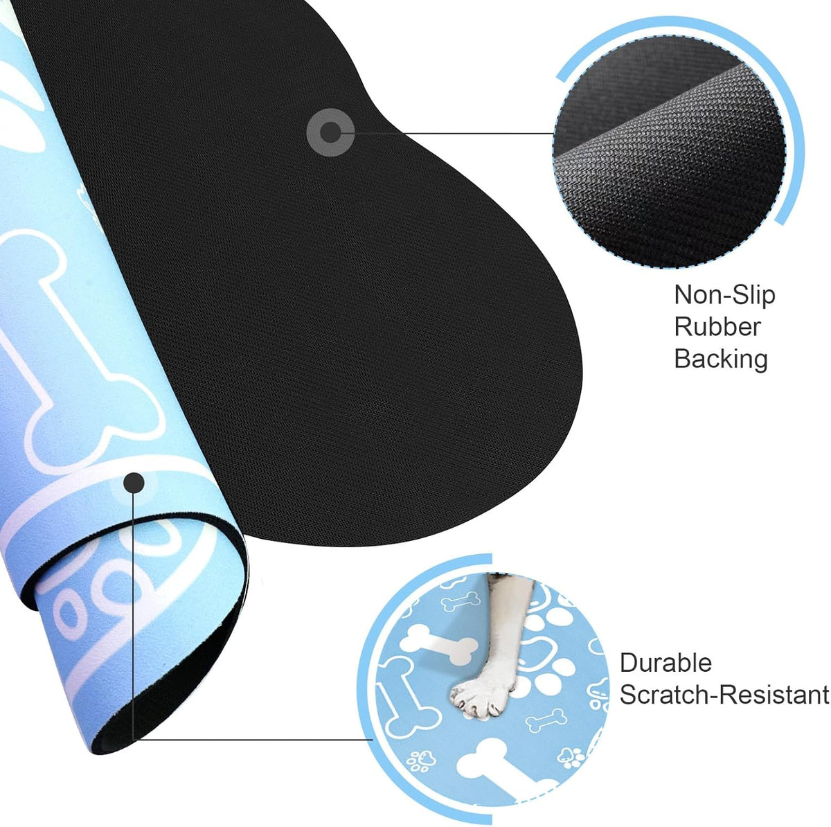 Dog Cat Mat for Food and Water,Rapid Absorbent Pet Feeding Mat, Bone Shaped Dog Placemat Bowl Mat