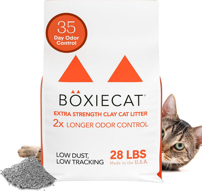 Boxie® Extra Strength 35 Day Odour Control Clumping Clay Cat & Kitty Litter 28lb, 99.9% Dust-Free