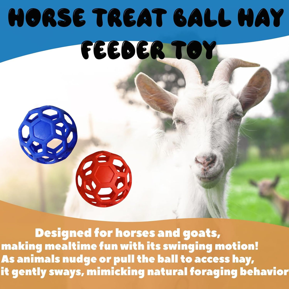 2 Pcs Novelty Hay Ball for Horses to Play with and Relieve Stress, Bright Color Hay Balls for Goats