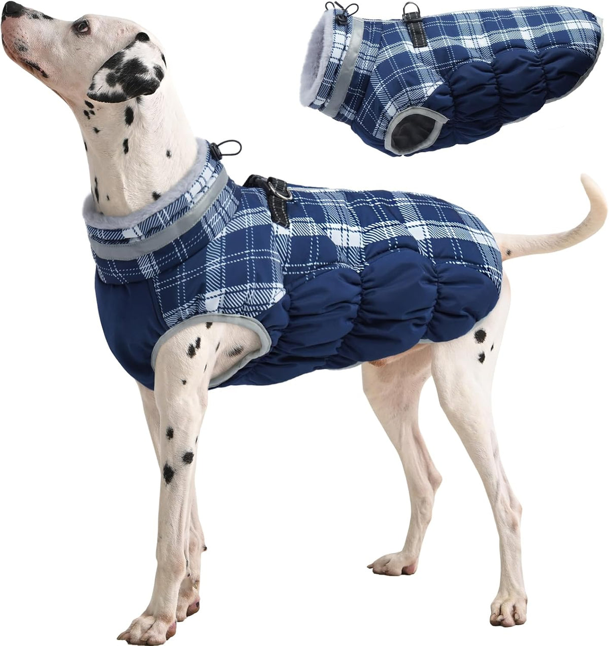 FUAMEY Dog Coat for Large Dogs,Waterproof Dog Winter Jacket with Harness Built in Puppy Cold