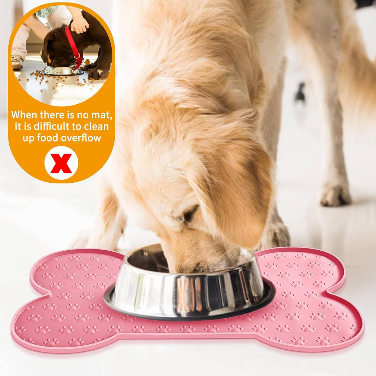 Dog Food Mat Anti-Slip Silicone Dog Bowl Mat Thicker Pet Placemat Waterproof Cat Feeder Pad with