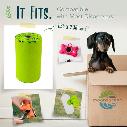 Compostable Dog Poop Bag Rolls, Doggie Poop Bags Refills, Eco-Friendly Pet Waste Bags