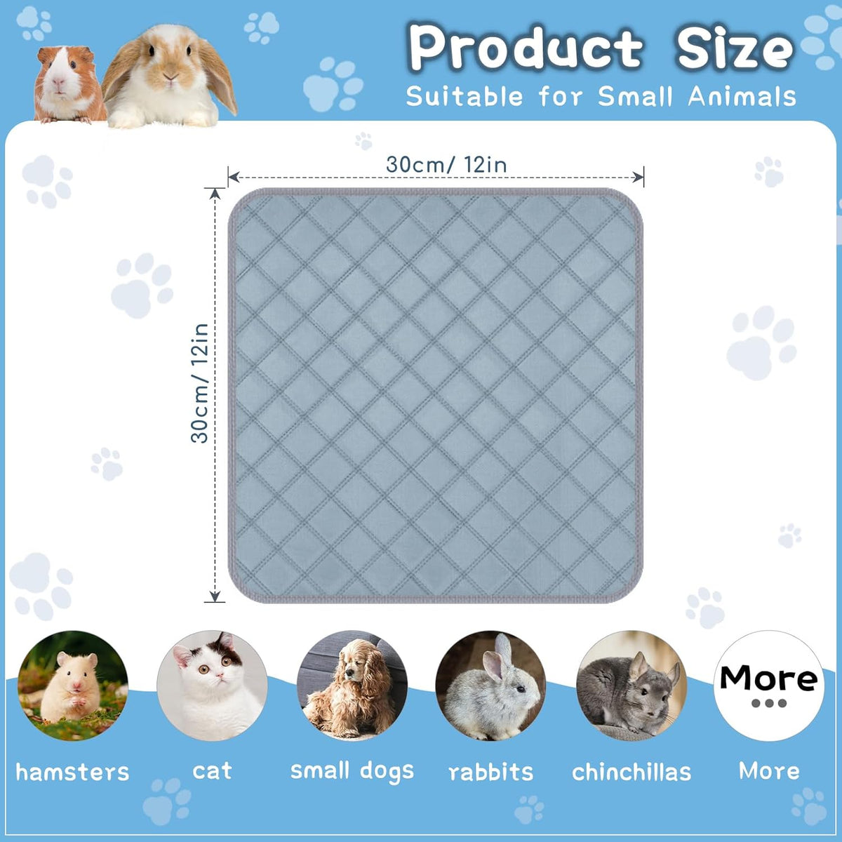 6 Packs Washable Guinea Pig Cage Liners, Waterproof Guinea Pig Pee Pads Reusable Absorbent Bedding