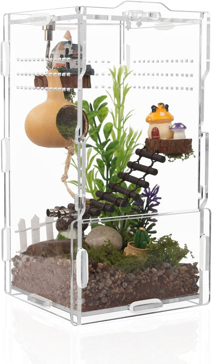 8x4x4in Vertical Acrylic Jumping Spider Enclosure – Arboreal Tarantula & Reptile Terrarium for