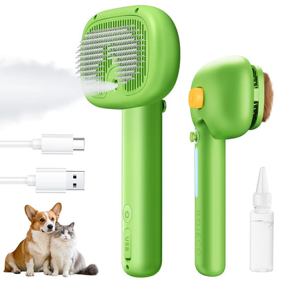 ROJECO 3-in-1 Pet Steam Brush for Cats&Dogs - Detangling Comb with Adjustable Mist, Handheld