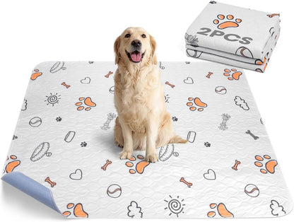 Washable Pee Pads for Dogs, 2 Pack Large 36"x41" Super Absorbent Reusable Training Pads, 100%