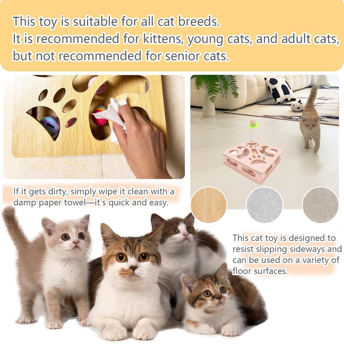 Interactive Wooden Cat Puzzle Toy Box Indoor Hunting Play Toy to Stimulate Your Cat’s Energy and