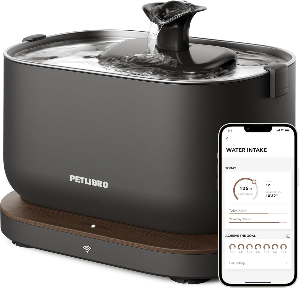 PETLIBRO Cat Water Fountain, App Monitoring Pet Fountains for Cats Indoor with Stainless Steel