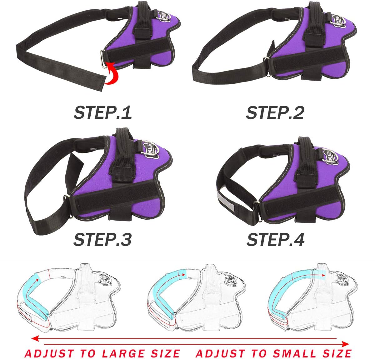 Bolux Dog Harness, No-Pull Reflective Dog Vest, Breathable Adjustable Pet Harness with Handle for