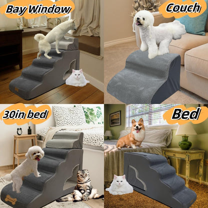 dog stairs for small dogs to 30 inches high beds, 6 step dog ramp stair for 18-36 inches