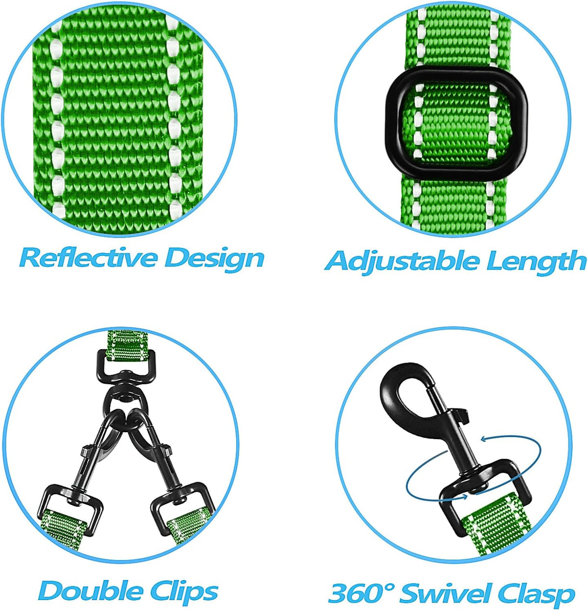 PetBonus Double Dog Leash, No Tangle Dual Leash, Reflective Walking Training Lead, 4 Comfortable