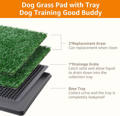 LOOBANI Dog Grass Pad with Tray - Dog Litter Box - Indoor Potty for Apartment and Patio Training