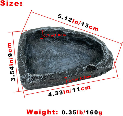 Reptile Water Dish Food Bowl, 2 Pack Reptile Feeding Dish Corner Bowl Terrarium Bowls for Bearded