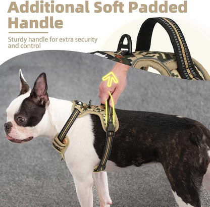 PUPTECK No Pull Dog Harness Medium Sized, Adjustable Reflective Dog Harness with Handle Easy
