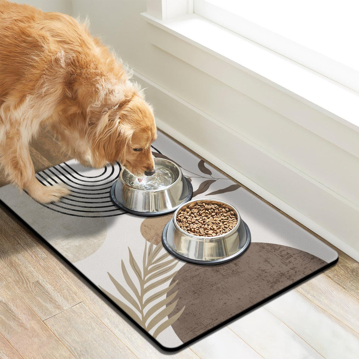 Dog Food Mats for Floors, Absorbent Dog Bowl Mat for Food and Water Dispenser Mat, Quick Dry Cat
