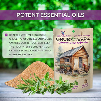 GrubTerra Coop Refresher Odor Freshener for Chicken Pen, Suitable for Chicken Waterer and Chicken