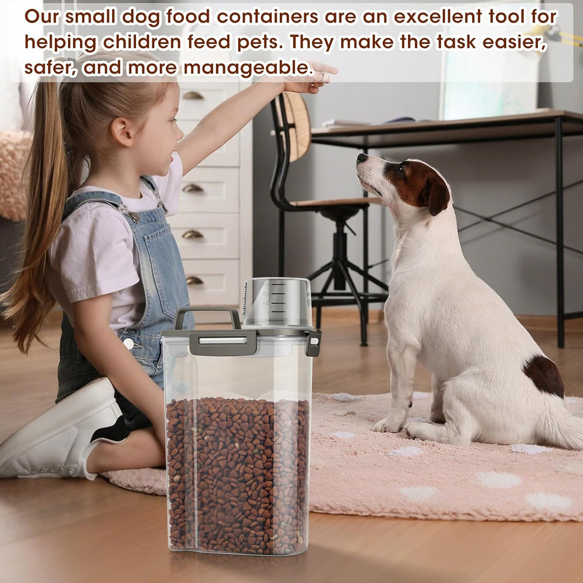 TBMax Small Dog Cat Food Storage Containers 2 Pack, Travel-Friendly Pet Food Container with Spout &