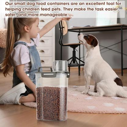 TBMax Small Dog Cat Food Storage Containers 2 Pack, Travel-Friendly Pet Food Container with Spout &