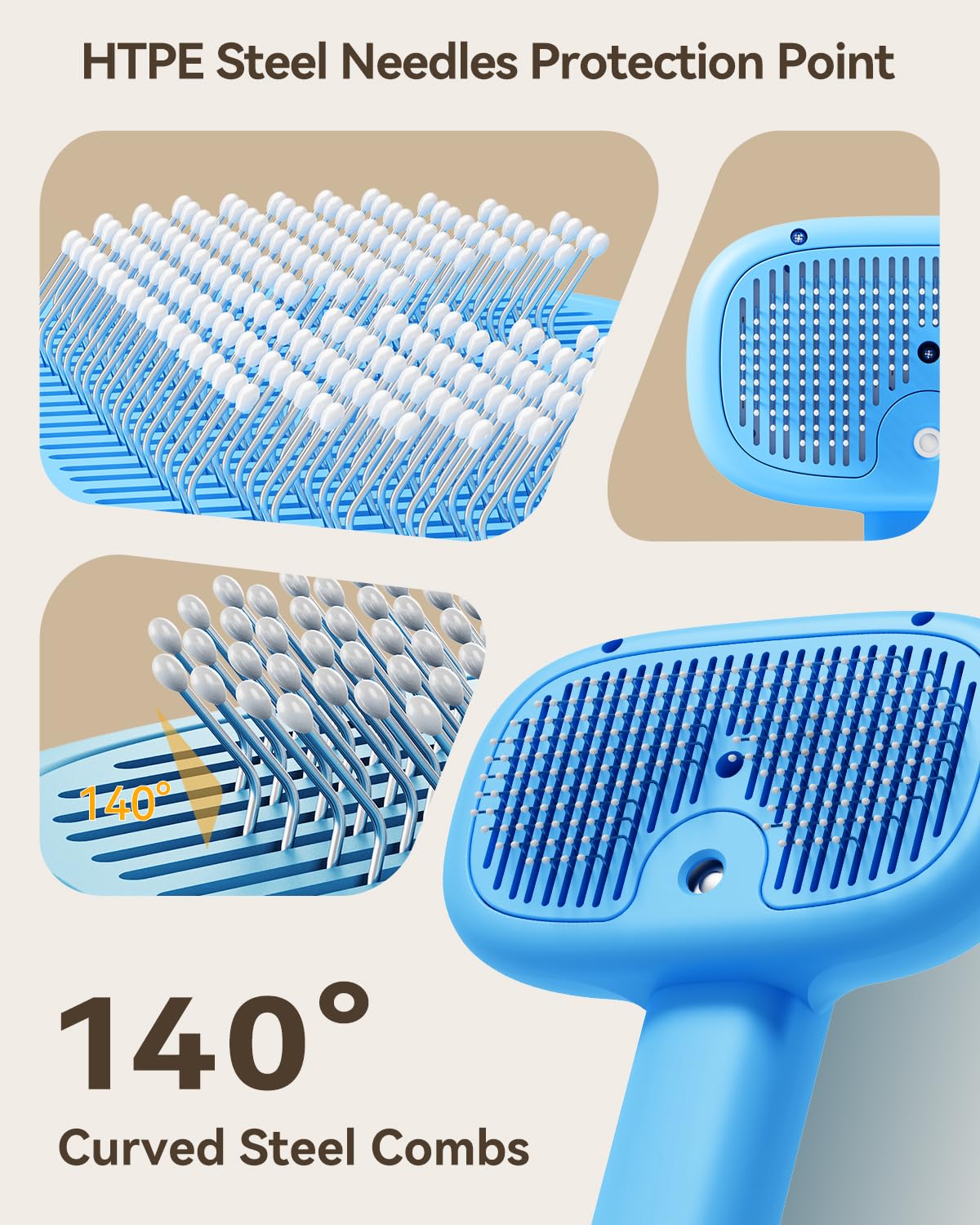 ROJECO 3-in-1 Pet Steam Brush for Cats&Dogs - Detangling Comb with Adjustable Mist, Handheld