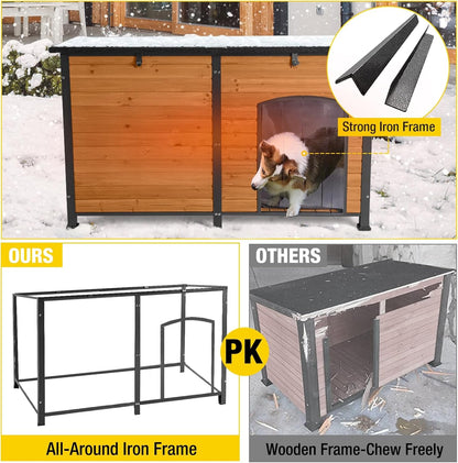 Aivituvin Dog House Outdoor 59" Extra Large Insulated Dog Kennel with Movable Insulation